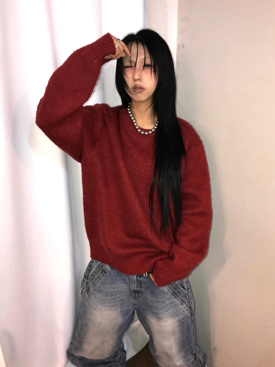 스투시 8볼 헤비 브러쉬드 모헤어 스웨터 - 레드 ( 레어 ) ♥️ 상품이미지2