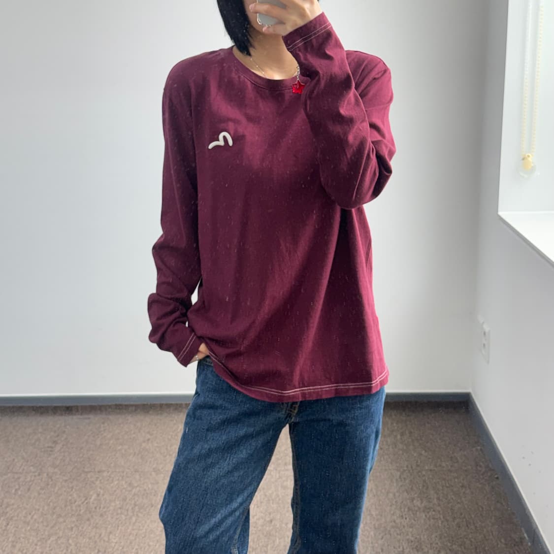 Evisu 에비수 버건디 백 프린팅 롱슬리브 상품이미지1