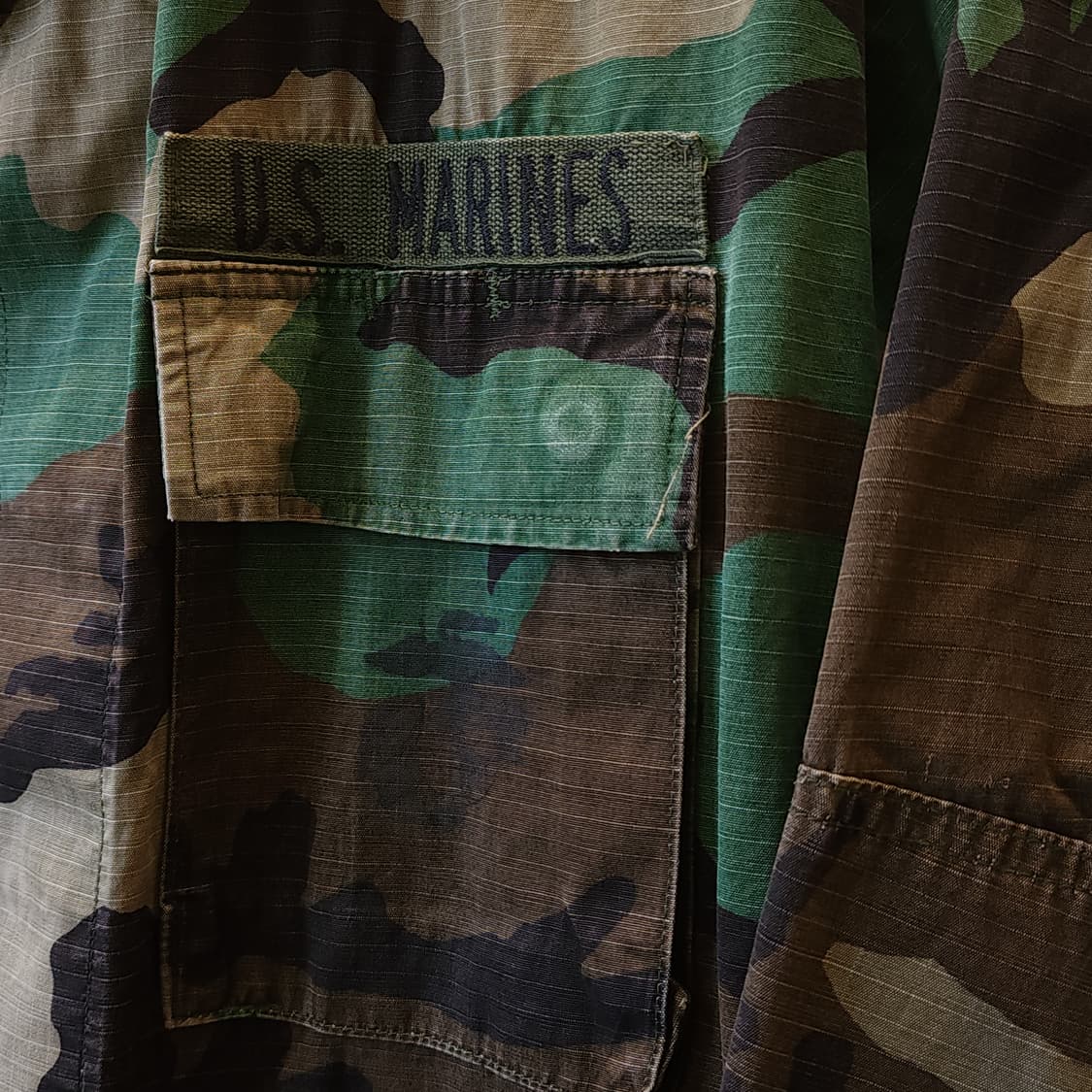 90s 미군 BDU 카모셔츠 우드랜드 커팅 디테일 미디움 레귤러 상품이미지9