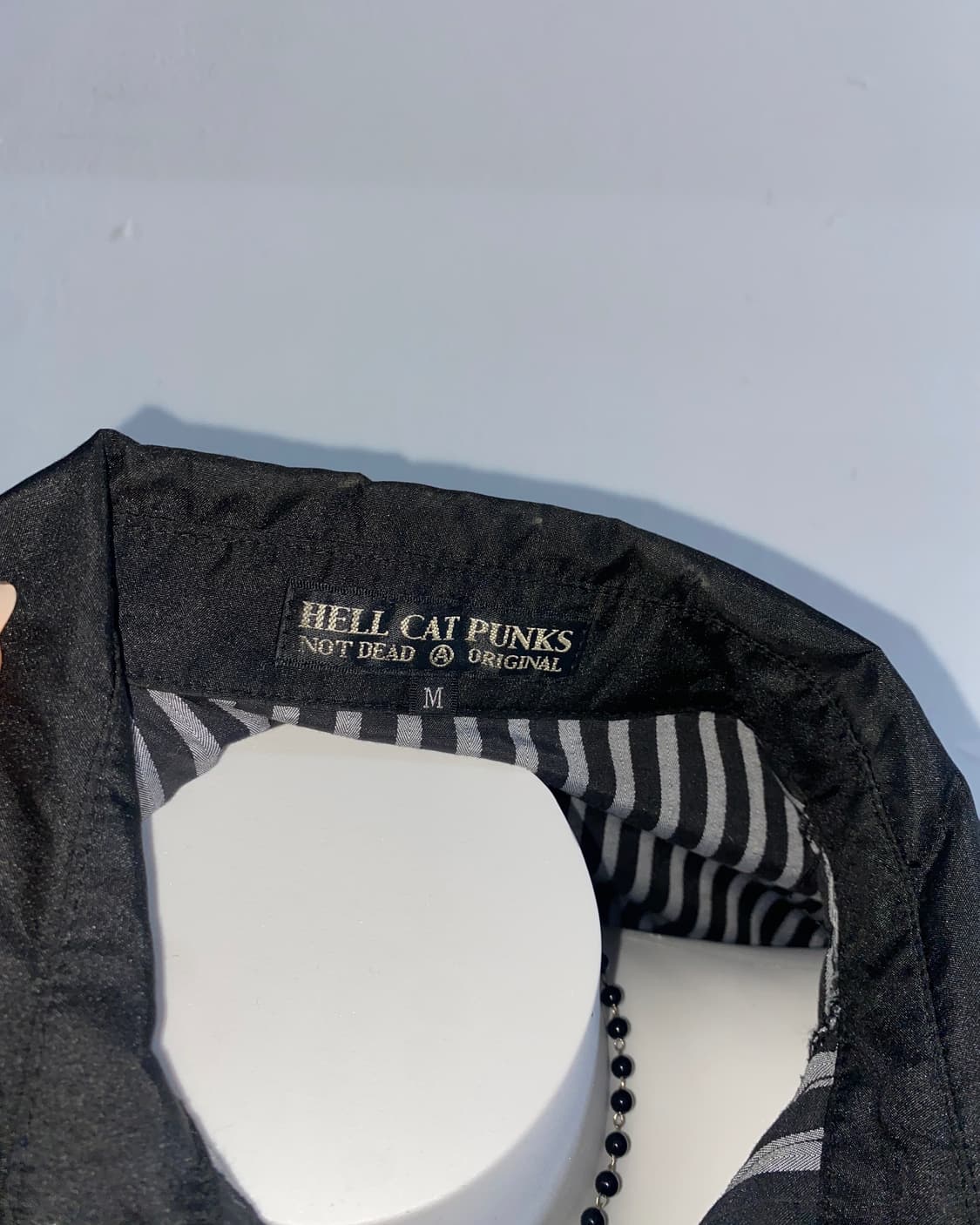 [HELL CAT PUNKS] 펑크 고스 코딕 스트라이프 새틴 셔츠 상품이미지5