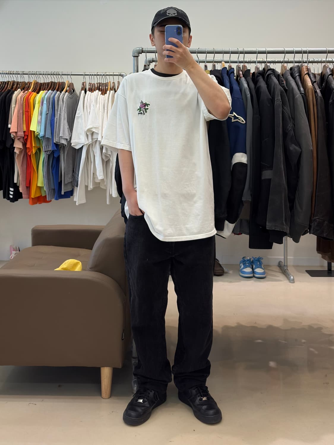 스투시 가슴 플라워 반팔 XL 80 57 58 24.5/6 상품이미지5