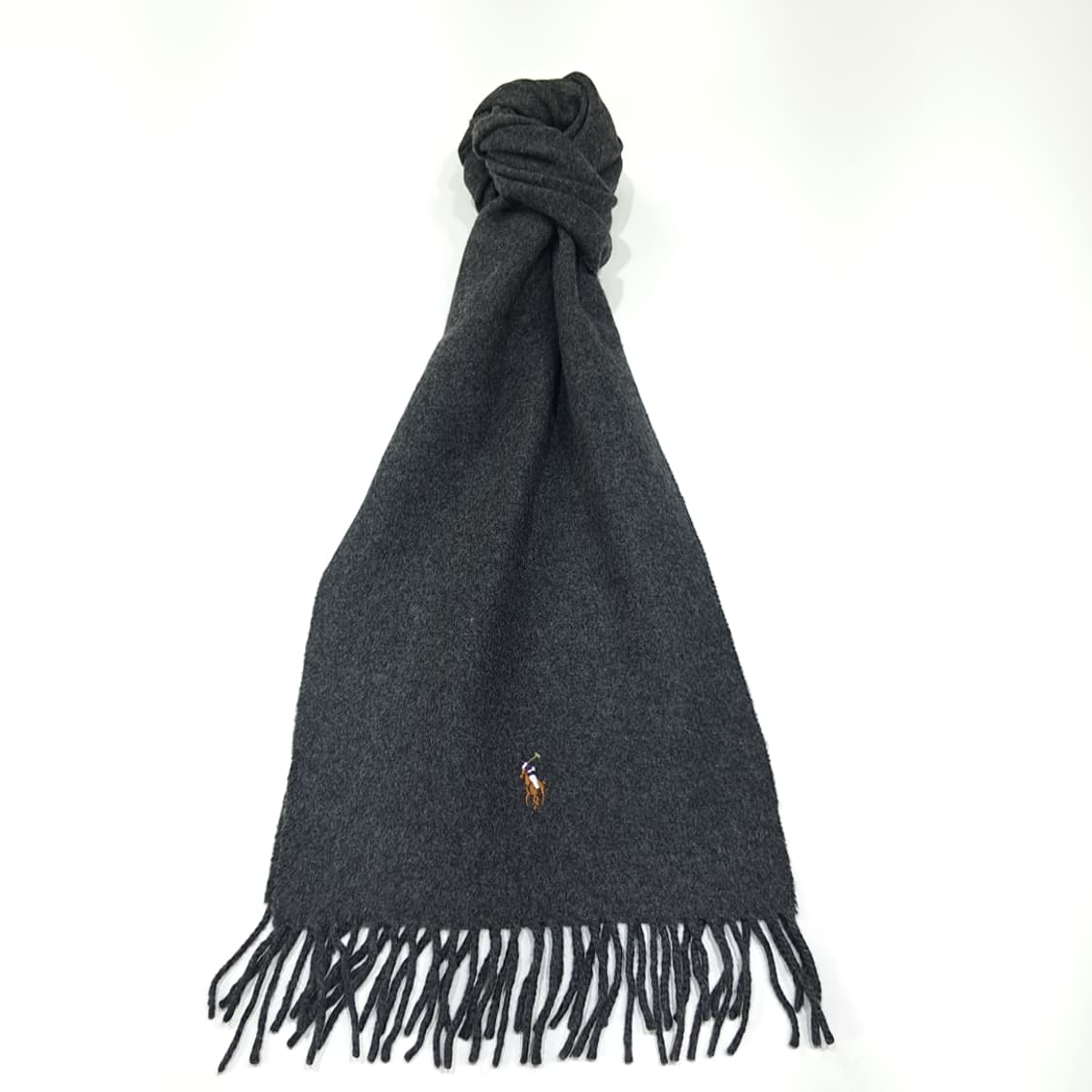 MX396 폴로 이태리판 버진울 포니자수 차콜 머플러 목도리 상품이미지1