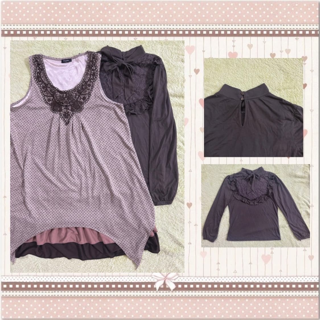 엑시즈팜 아일렛 상의 니트 + 도트 원피스 + 후드가디건 러블리세트 상품이미지9