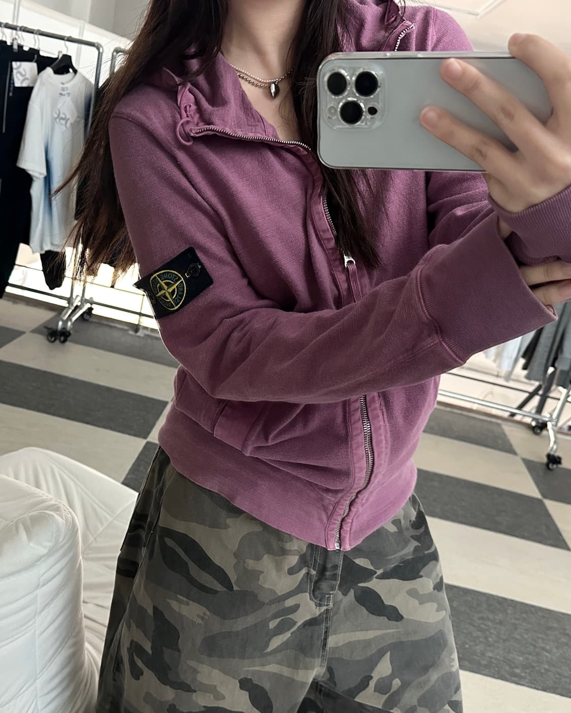 스톤아일랜드 10SS 와펜 더스티퍼플 후드집업  상품이미지2