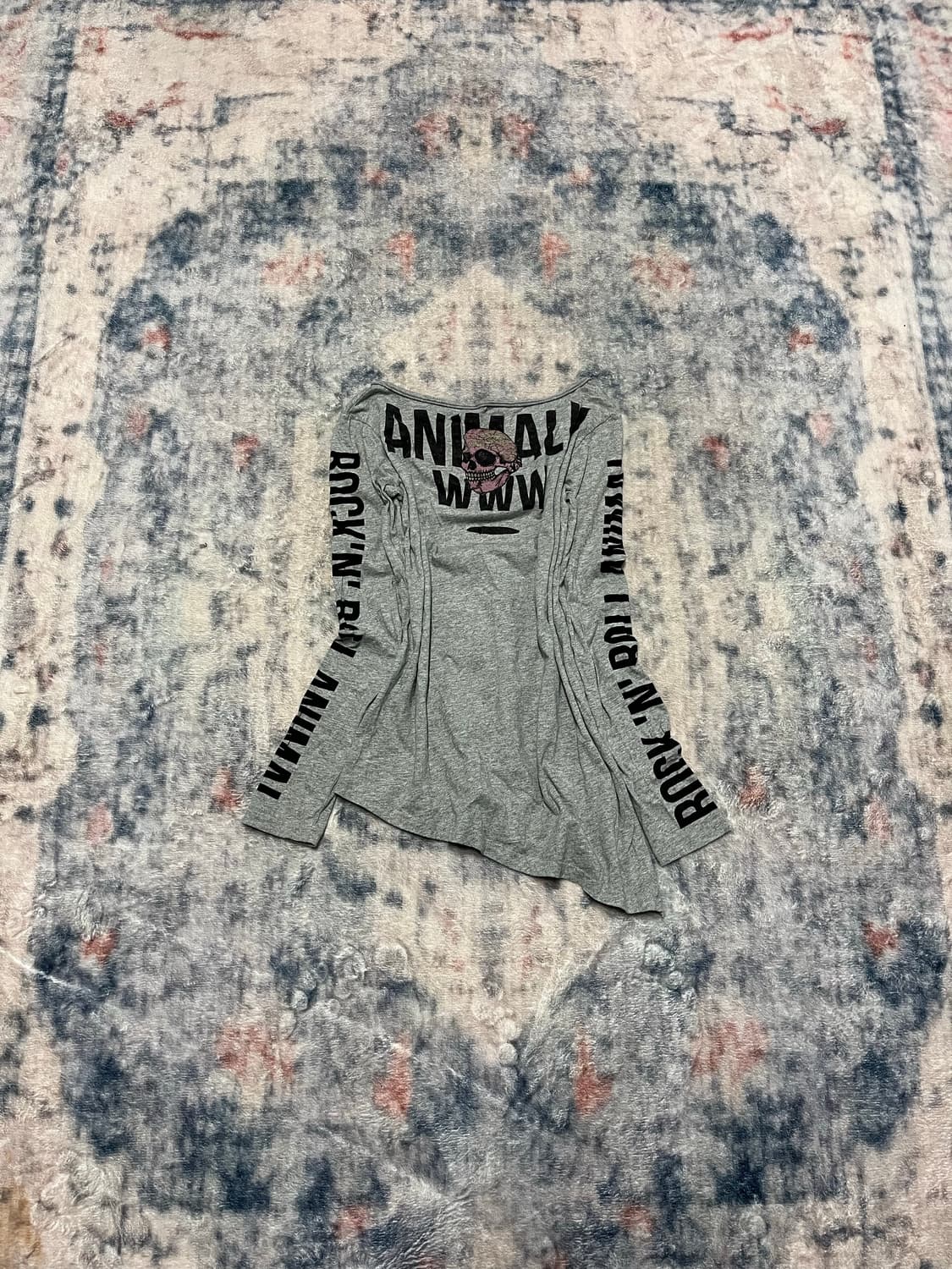 Glad news punk skull asymmetry cut sew 상품이미지6