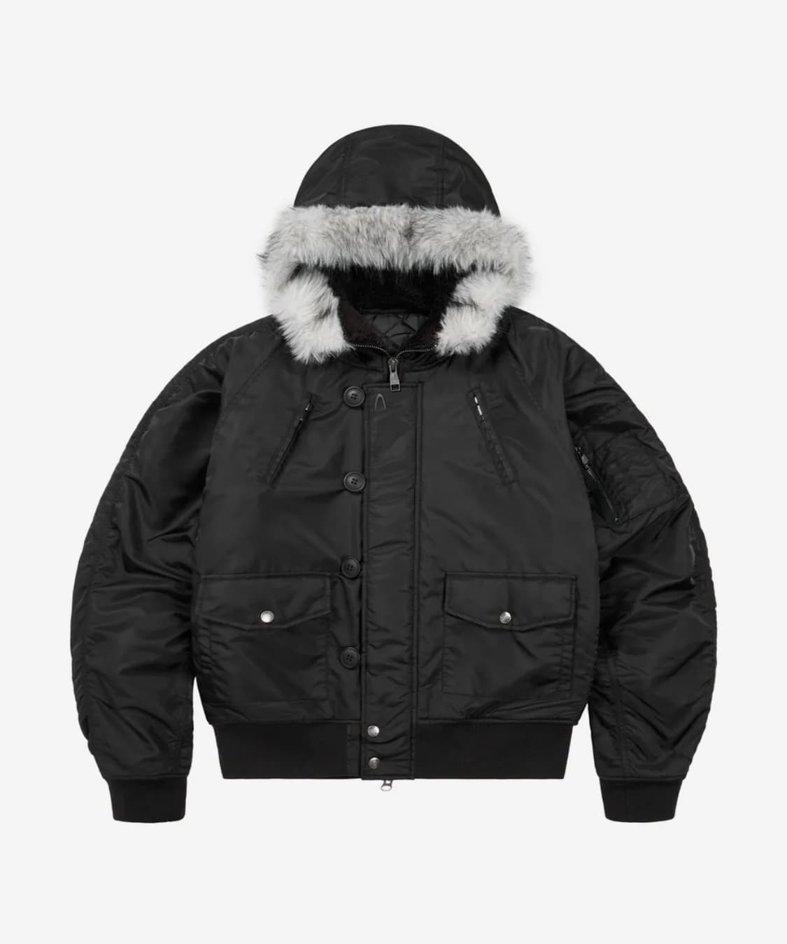 아캄(AAKAM) Hooded Fur MA-1 Jacket (Black) 상품이미지1