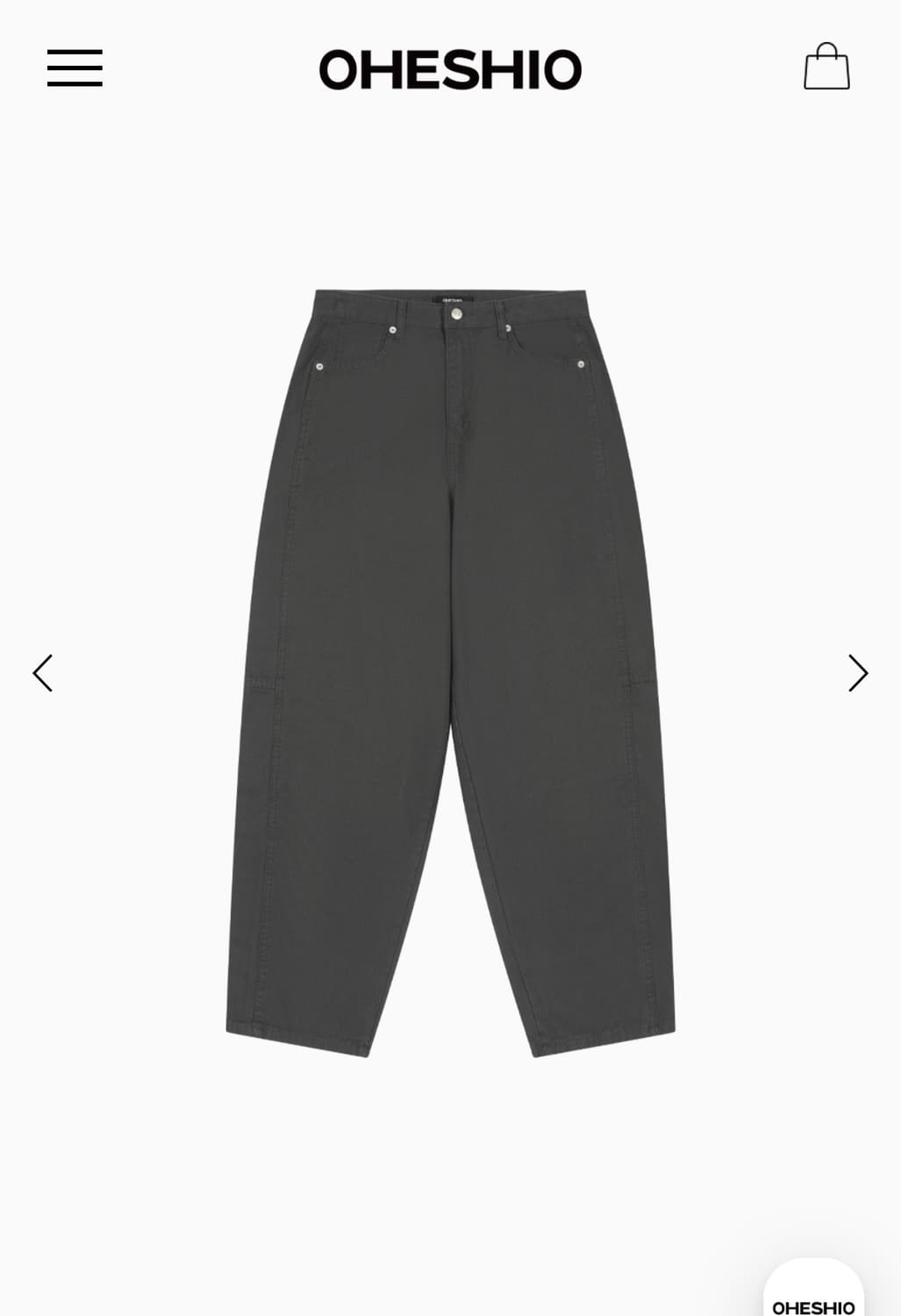 오헤시오 WIDE CURVED PANTS, CHARCOAL 상품이미지5