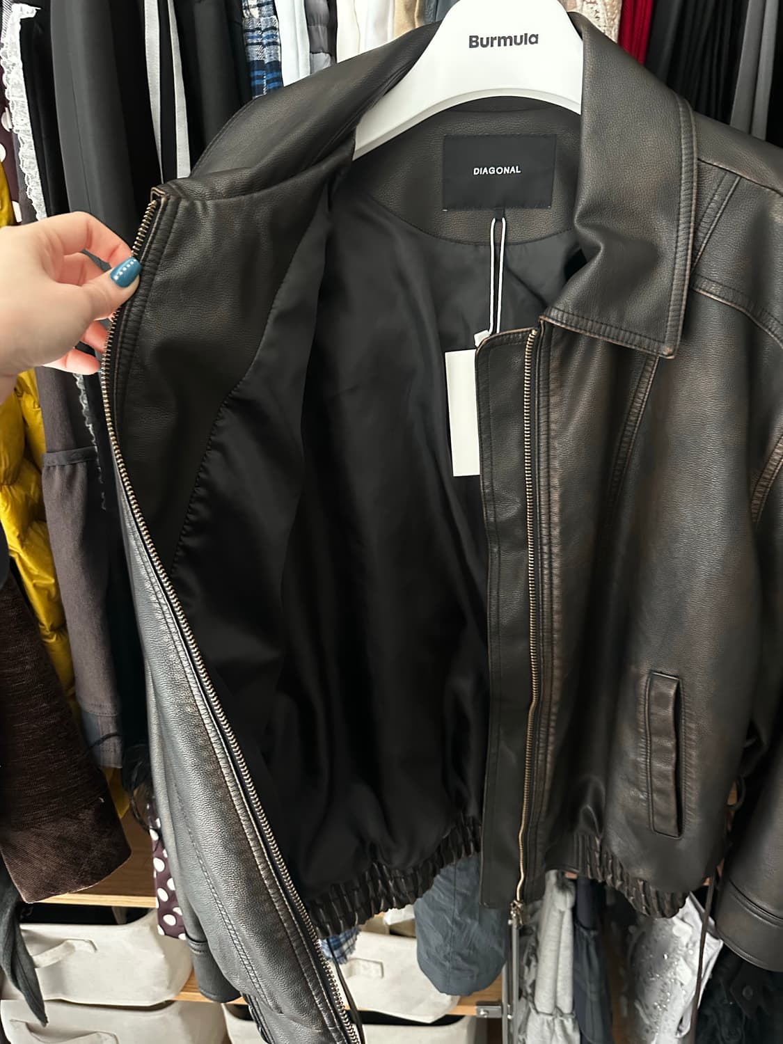 빈티지 레더 봄버 자켓 상품이미지5