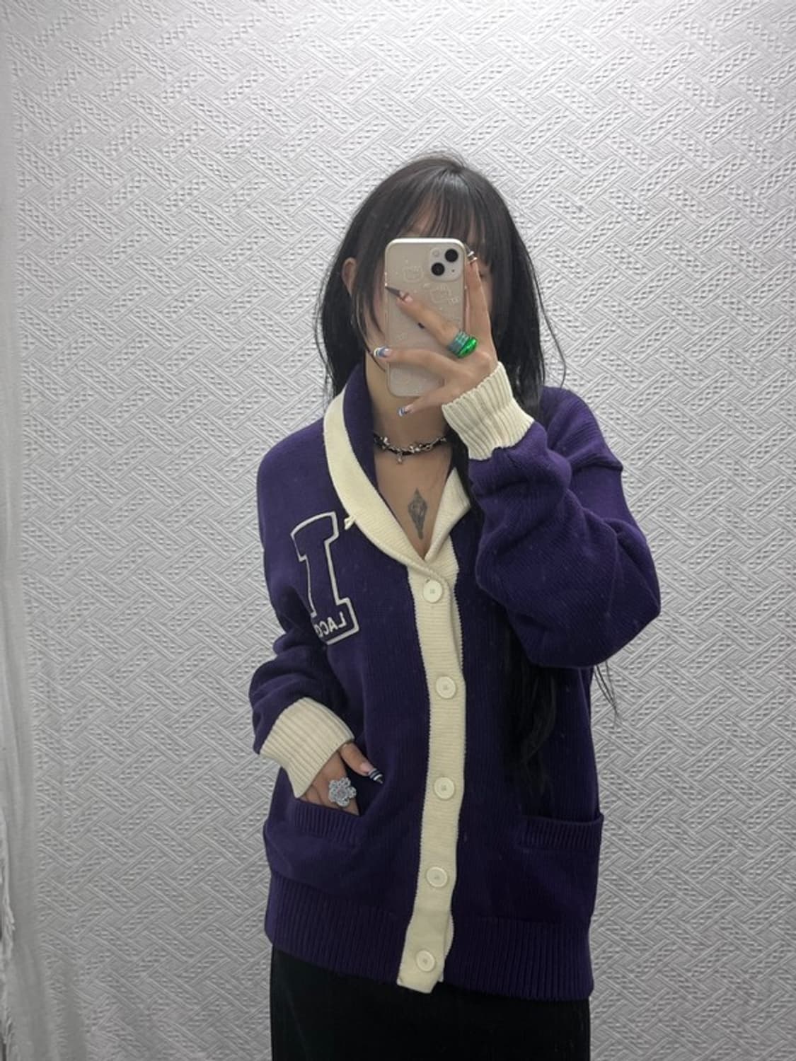 라코스테 숄카라 빅로고 울 니트 가디건 100 C06056 상품이미지1