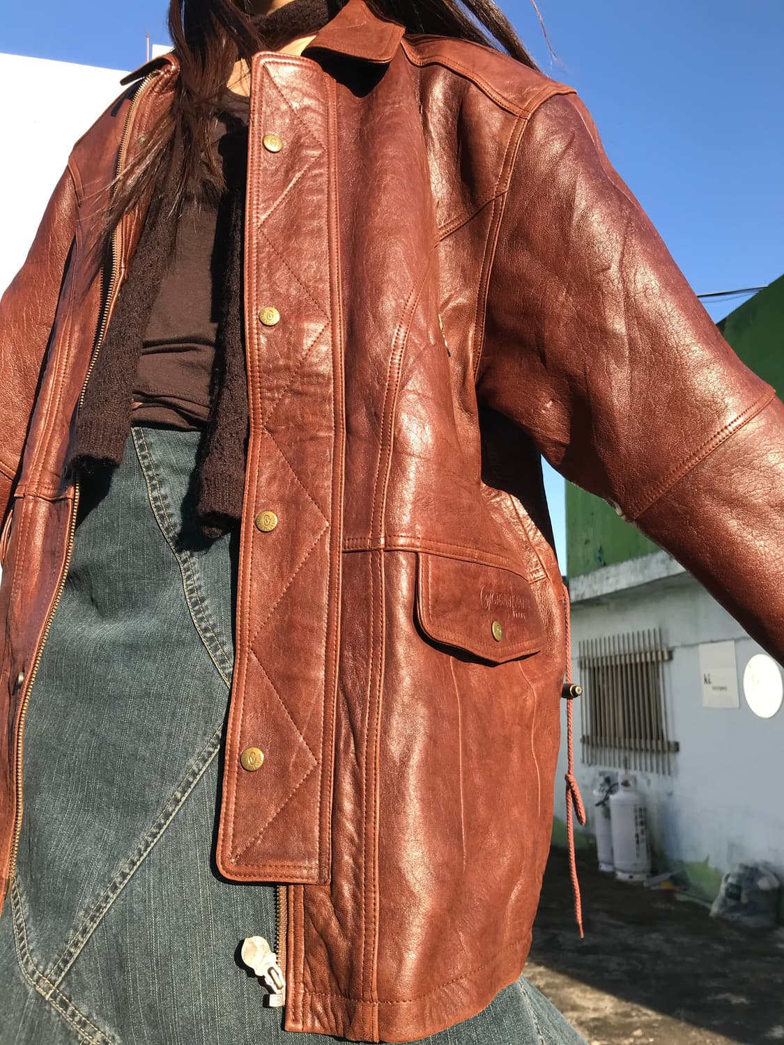 지아니 발렌티노 브라운 램스킨 레더 자켓  상품이미지4