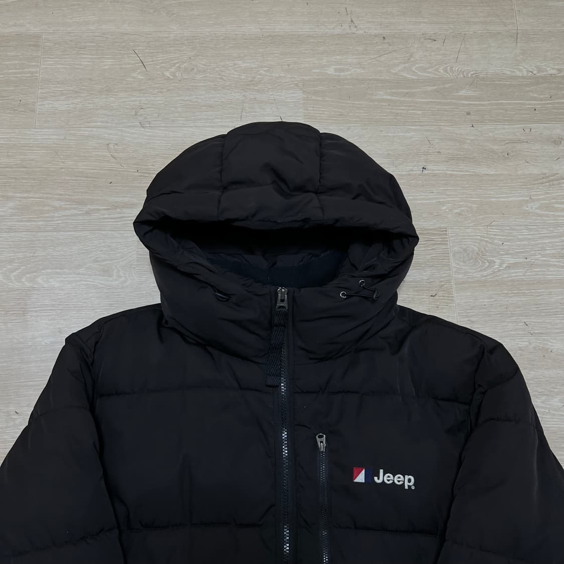 지프 Jeep 레터링 로고 후드 푸퍼패딩 점퍼 [블랙] L/100 상품이미지2