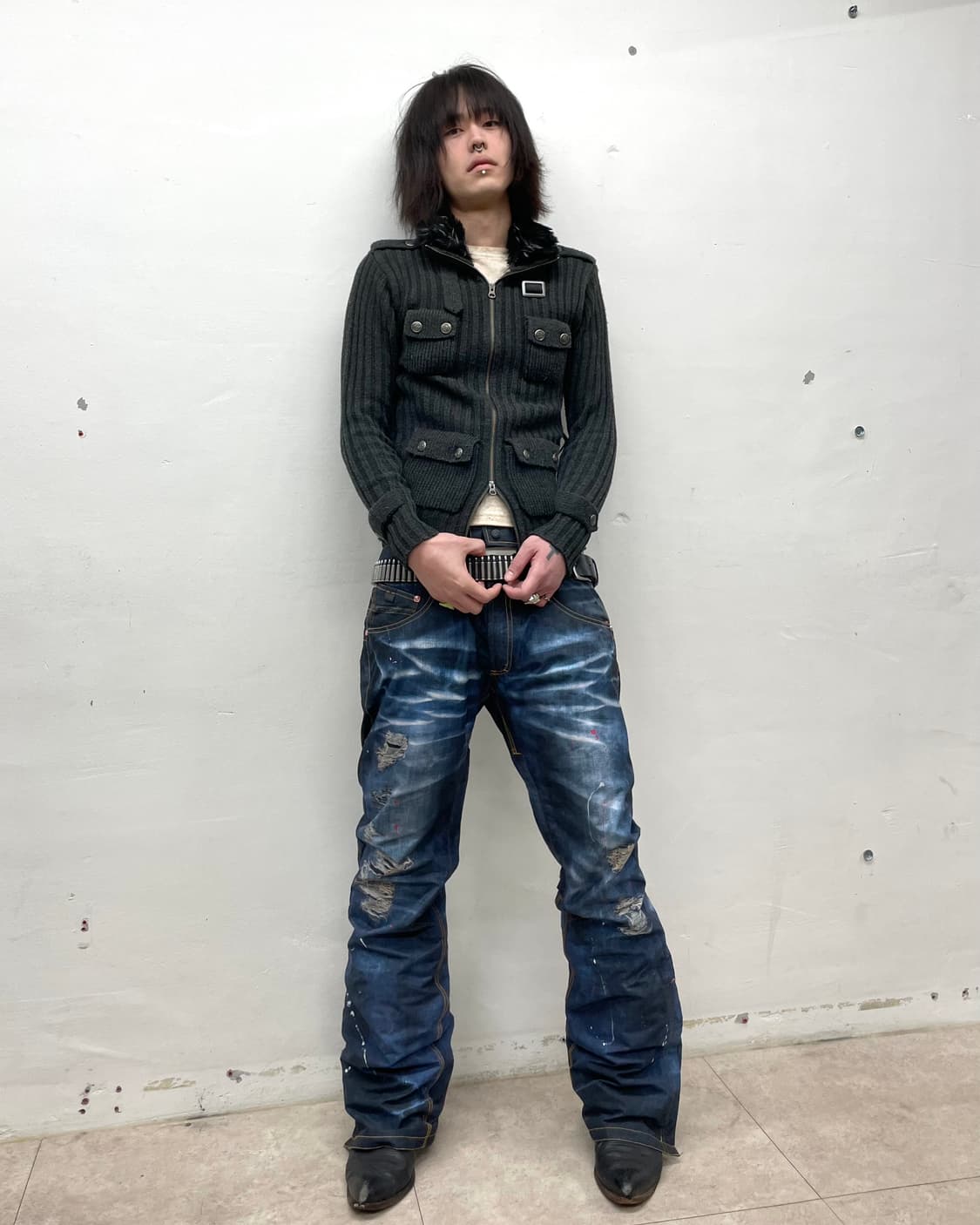 4 Pocket Gray Knit Jacket 상품이미지6