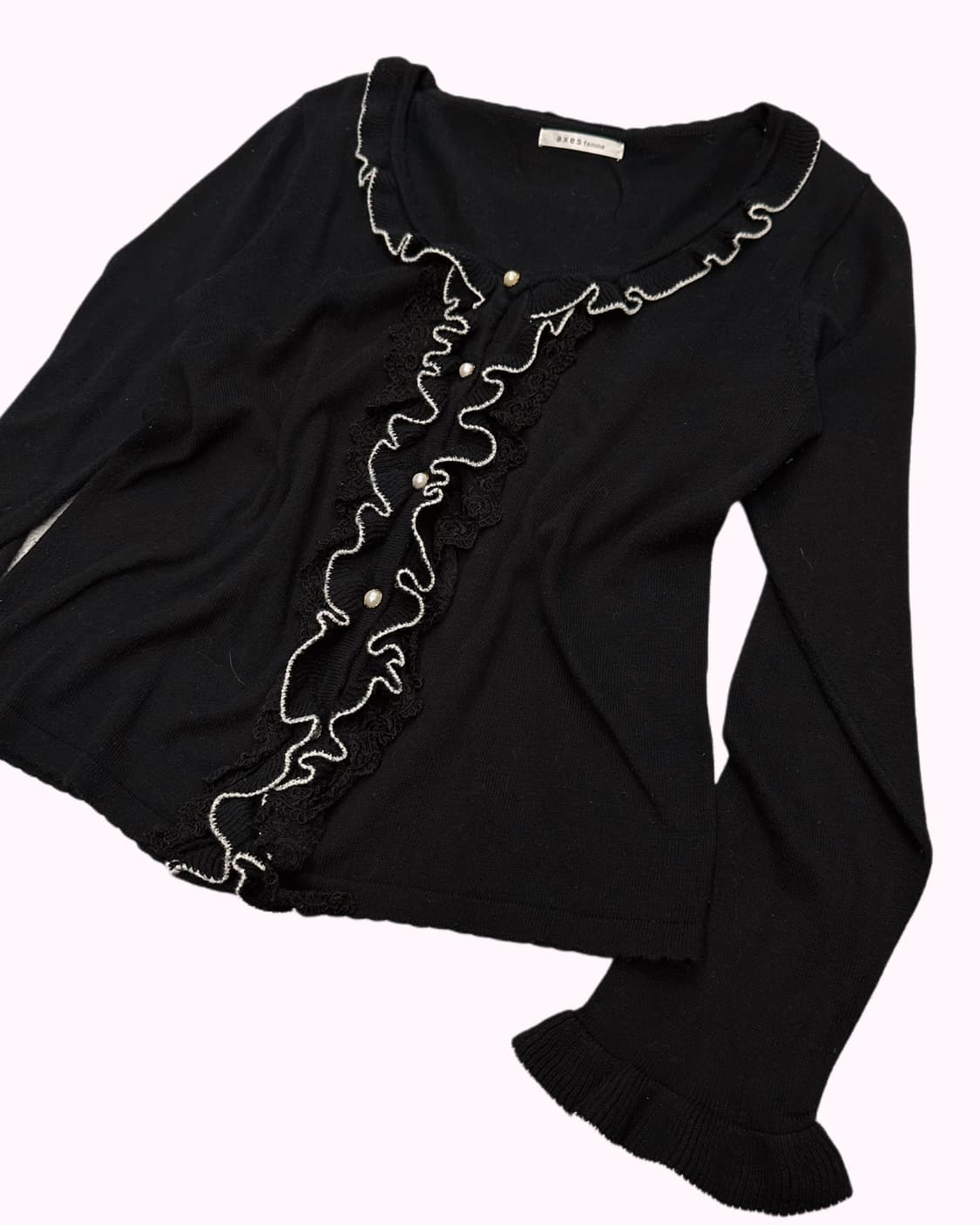 AXES FEMME frill pearl knit cardigan 상품이미지2