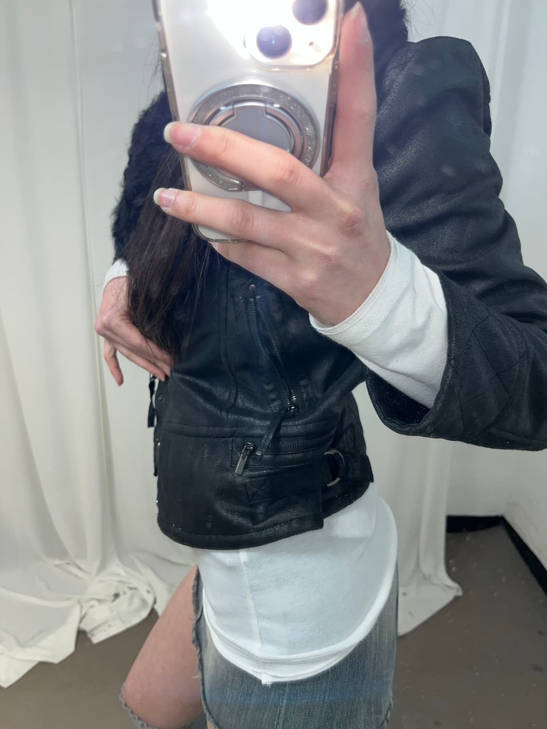 블랙 리얼 램퍼 무스탕 상품이미지5