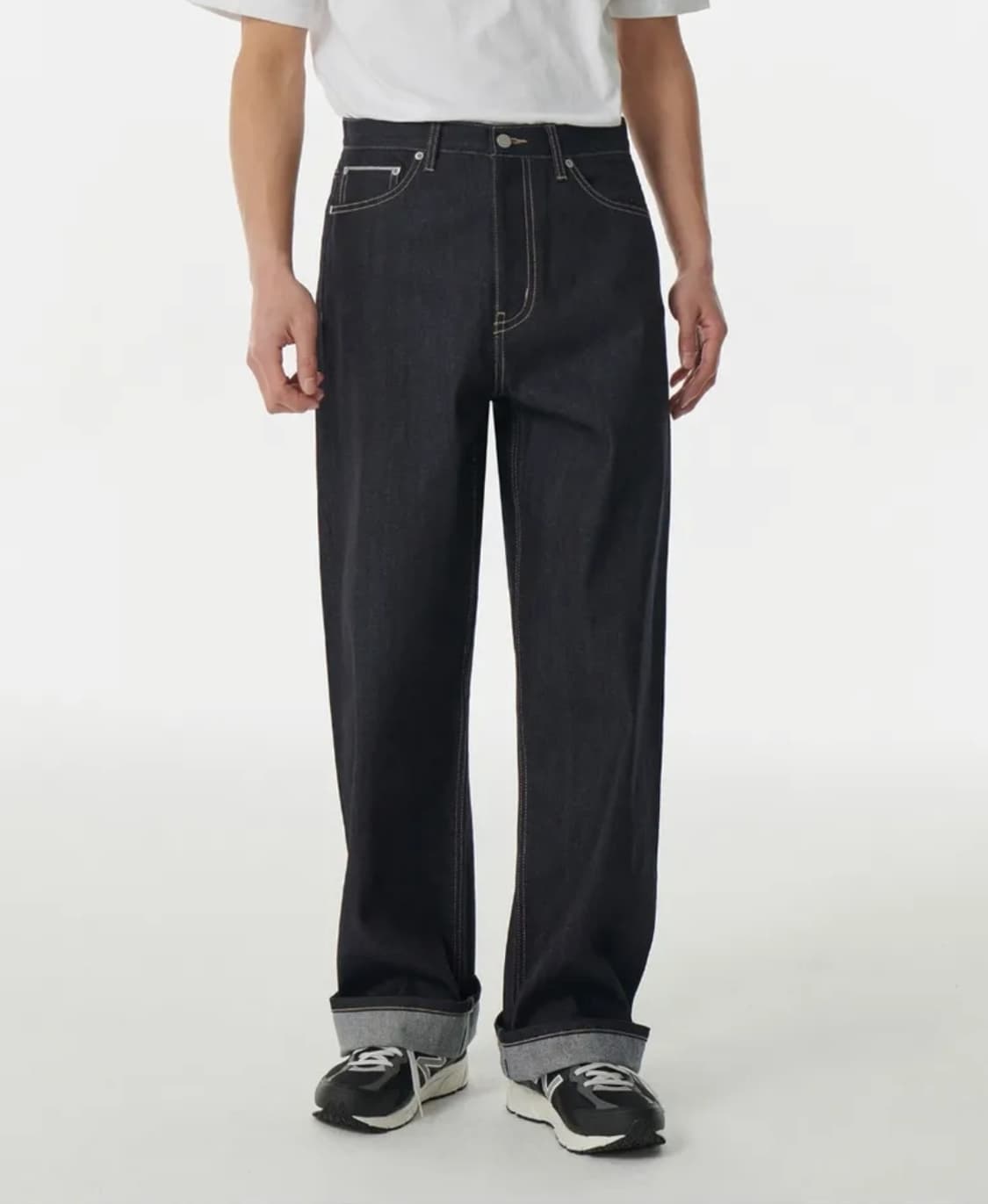 (26)무신사 셀비지 와이드 데님 팬츠 딥인디고 상품이미지1