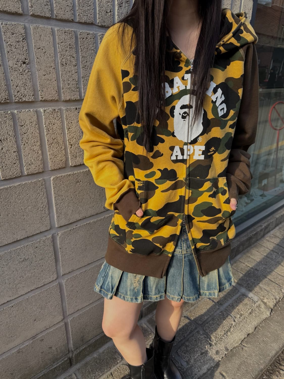베이프 크레이지 카모 컬리지 후드집업 상품이미지1
