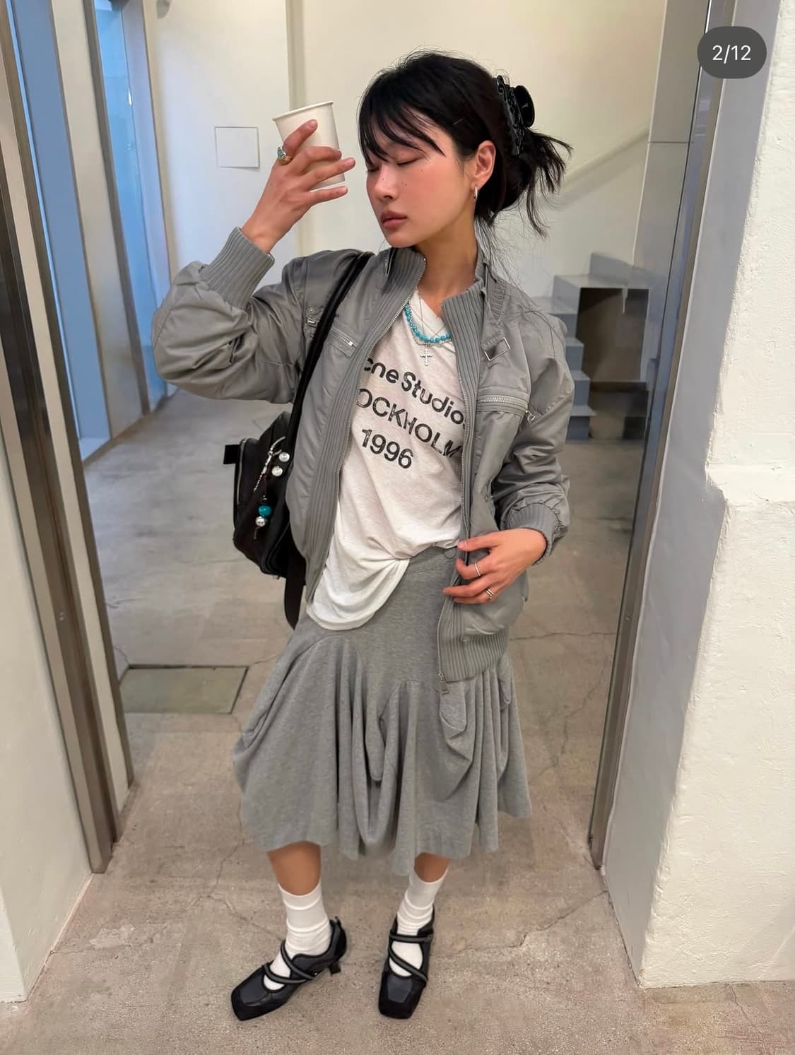 텍스처서울 wave curved button midi skirt 상품이미지4