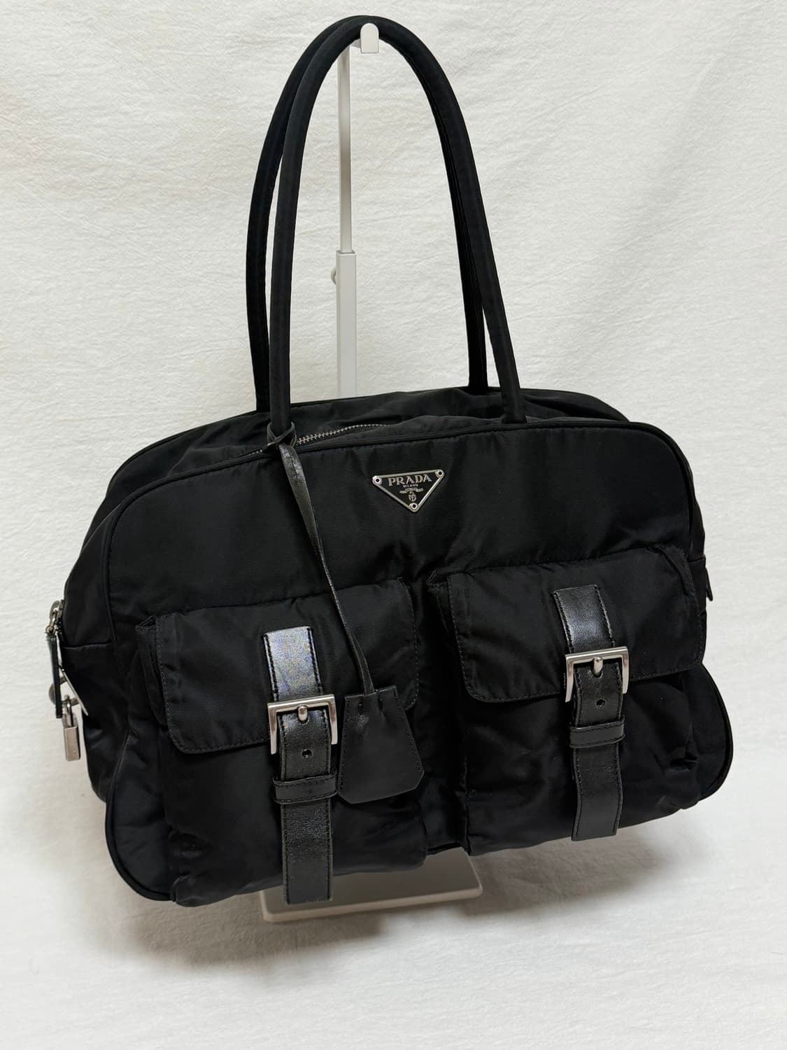 정품 프라다 포코노 나일론 투포켓 블랙 토트백 숄더백 여행가방 보스턴백 상품이미지3