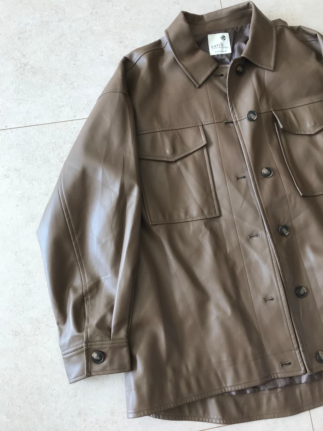 어스뮤직 프리미엄라벨 초코 브라운 카라 포켓 자켓 상품이미지2