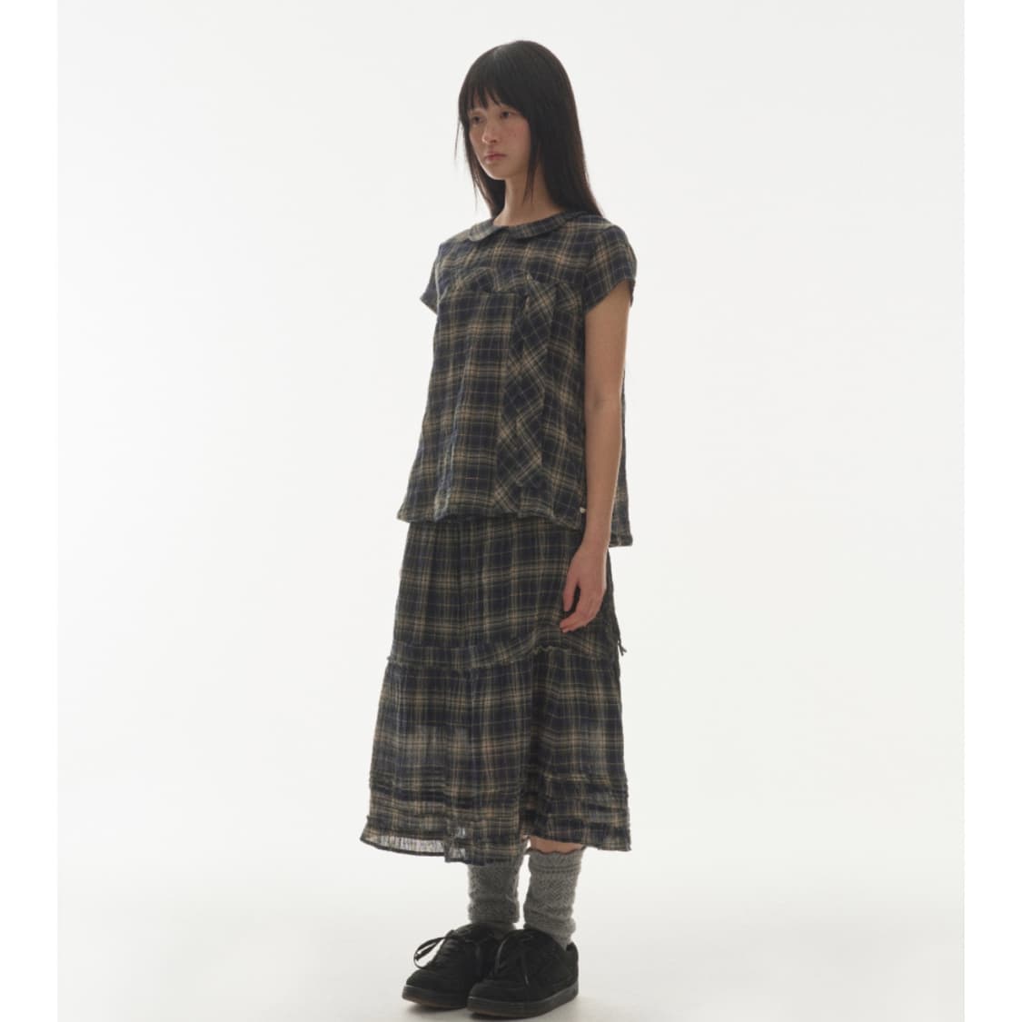 [2] 코이세이오 셔링 미디 스커트 체크 상품이미지9