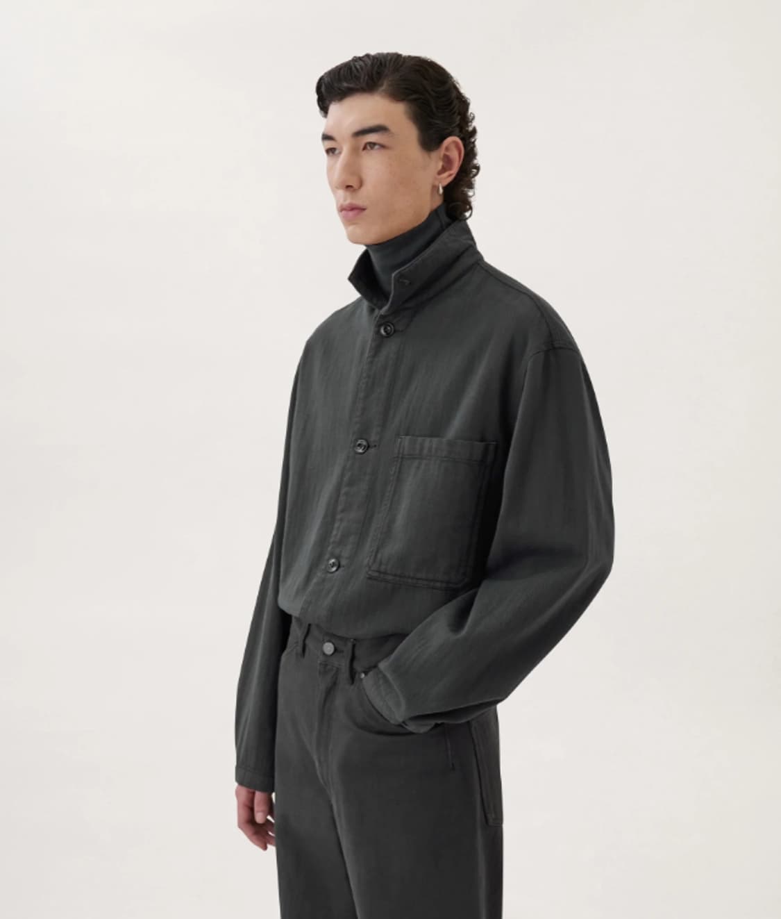 르메르 데님 스탠드 칼라 오버셔츠 징크 상품이미지3