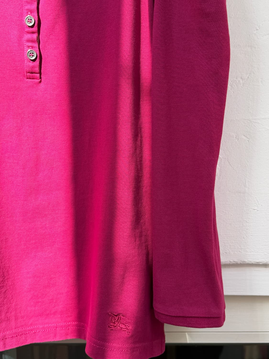 Burberry 버버리 푸시아핑크 셔링 폴로 셔츠 M 상품이미지3