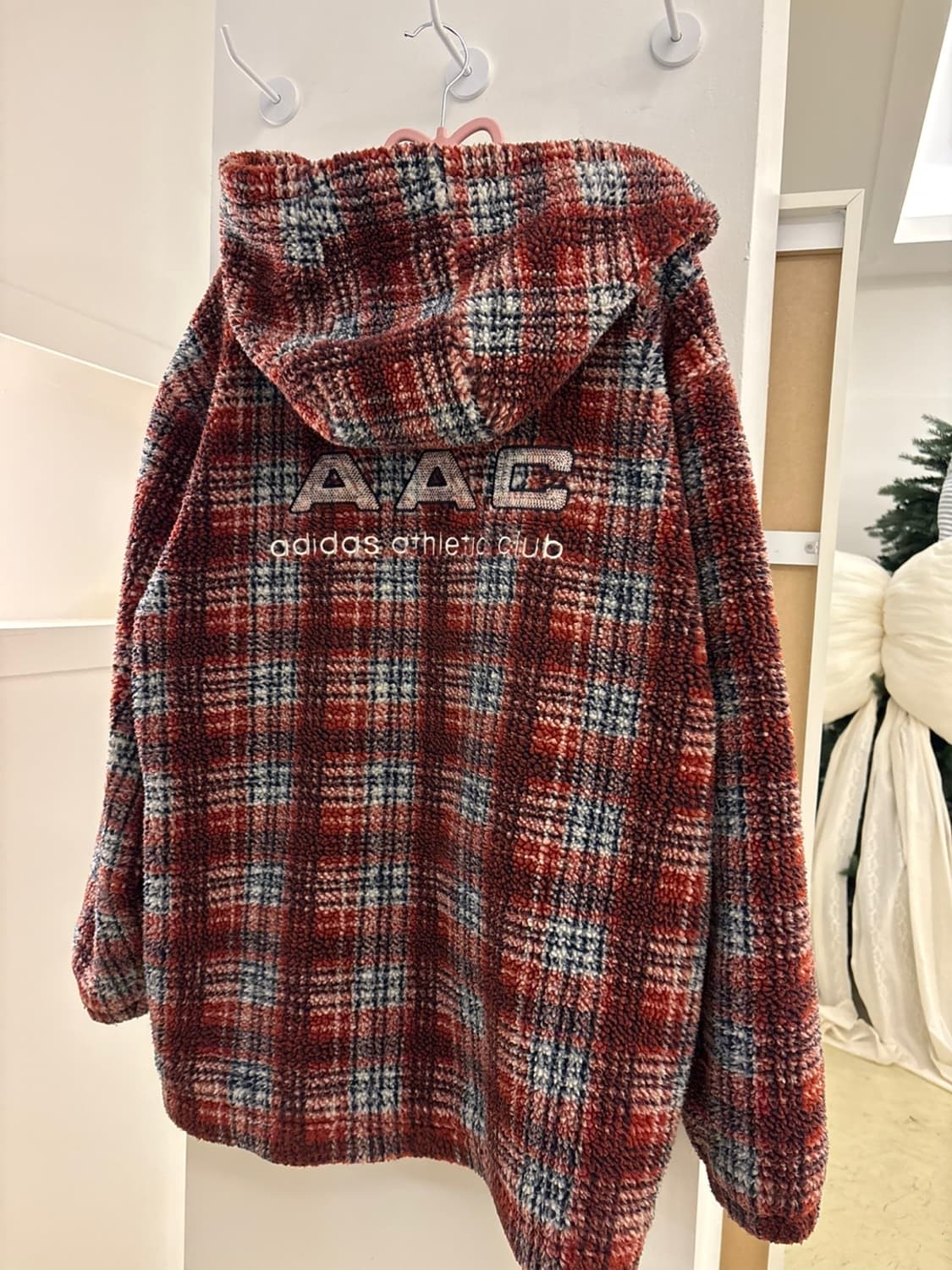 아디다스 레드 체크 후리스 자켓 상품이미지4