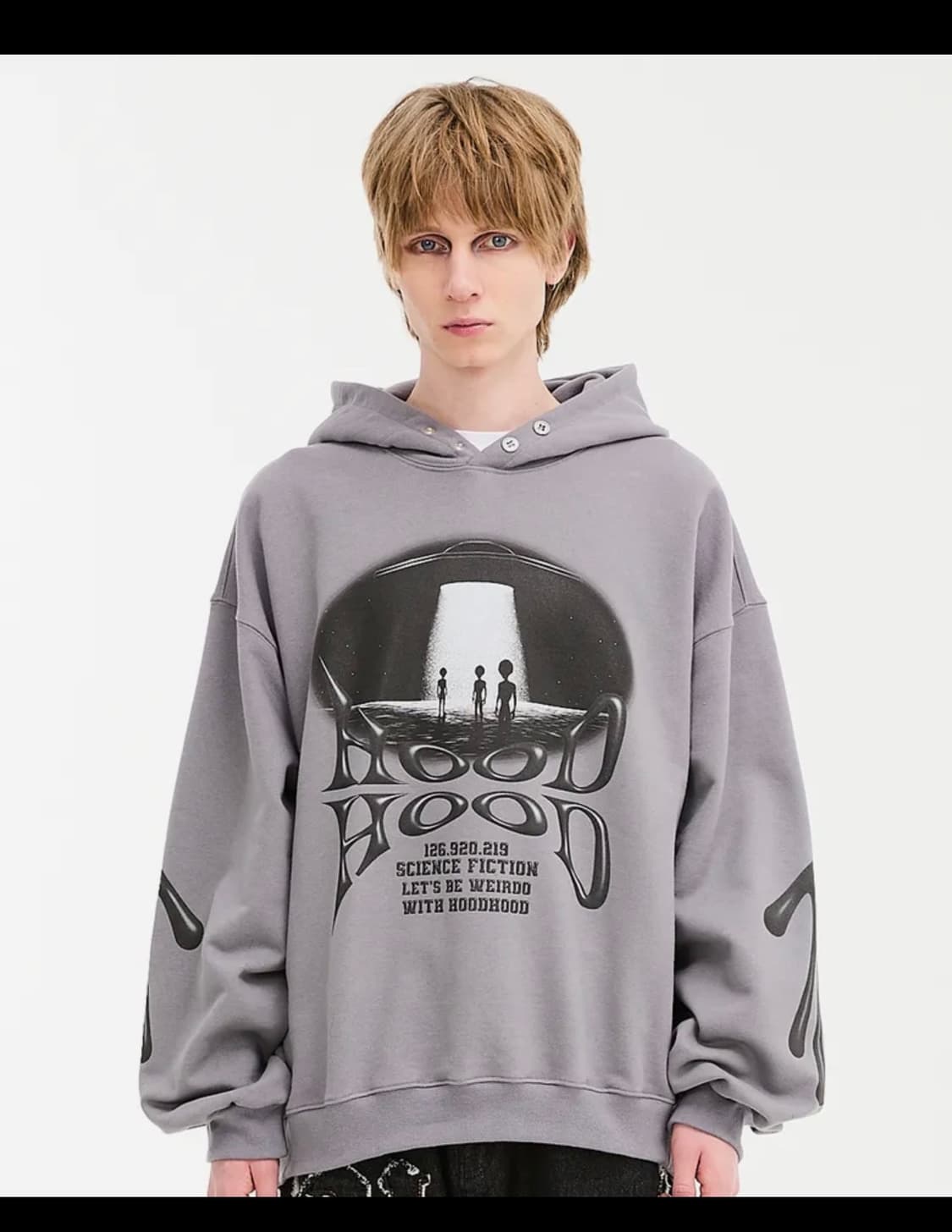 후드후드 에일리언 아트웍 후드 그레이 상품이미지1