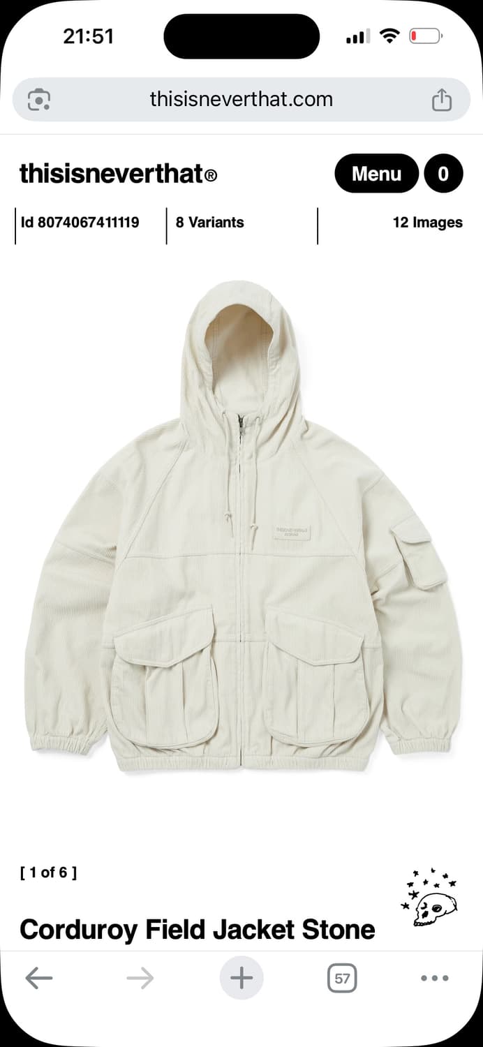 24FW Corduroy Field Jacket Stone S 상품이미지1