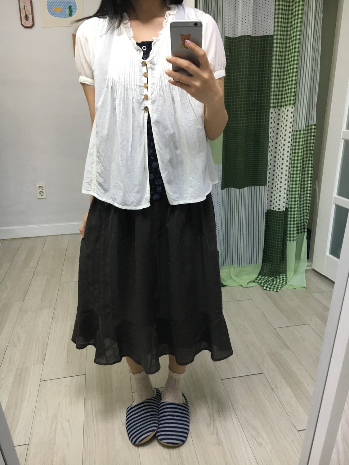 아이보리 잔 스트라이프 블라우스 상품이미지7