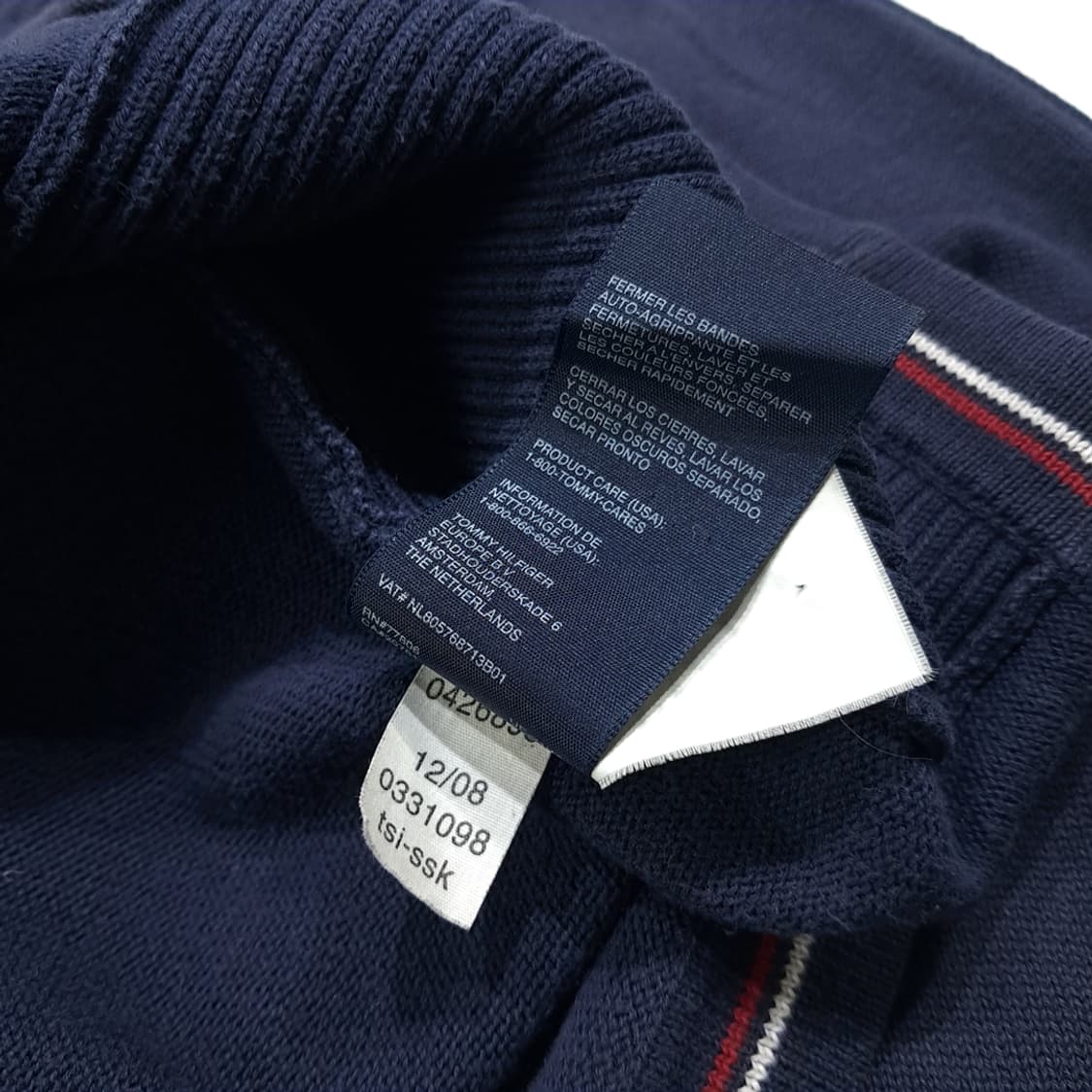 CL280 M 타미힐피거 00s 사이드립 풀집업 네이비 니트 스웨터 상품이미지6