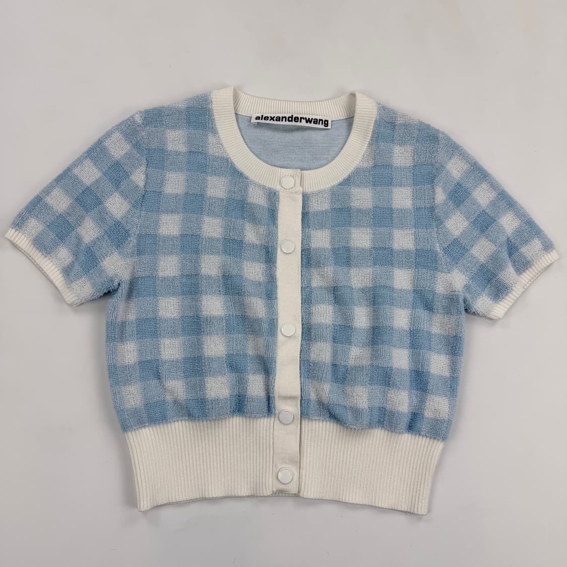 알렉산더왕 깅엄 체크 크롭 테리 니트 탑 상품이미지2