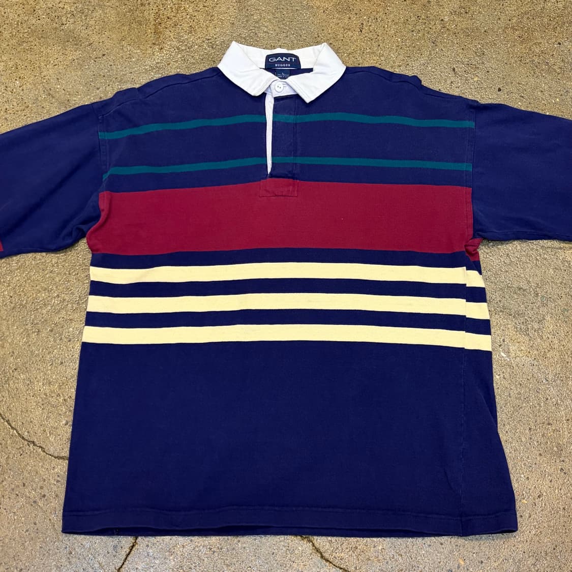 90s Made in USA 미국 빈티지 간트 스트라이프 럭비티 카라티  상품이미지3