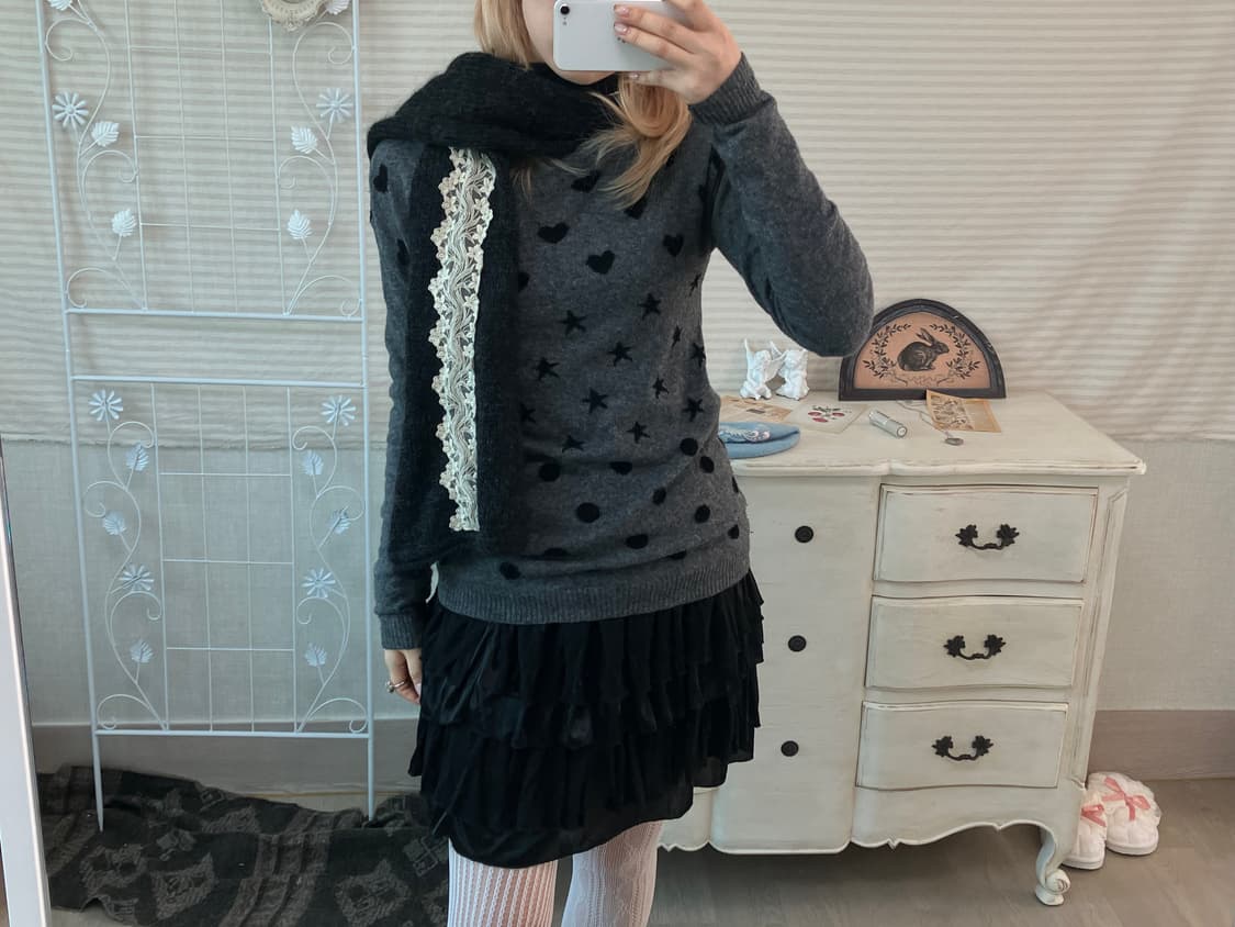 made in italy heart dot charcoal knit 상품이미지3