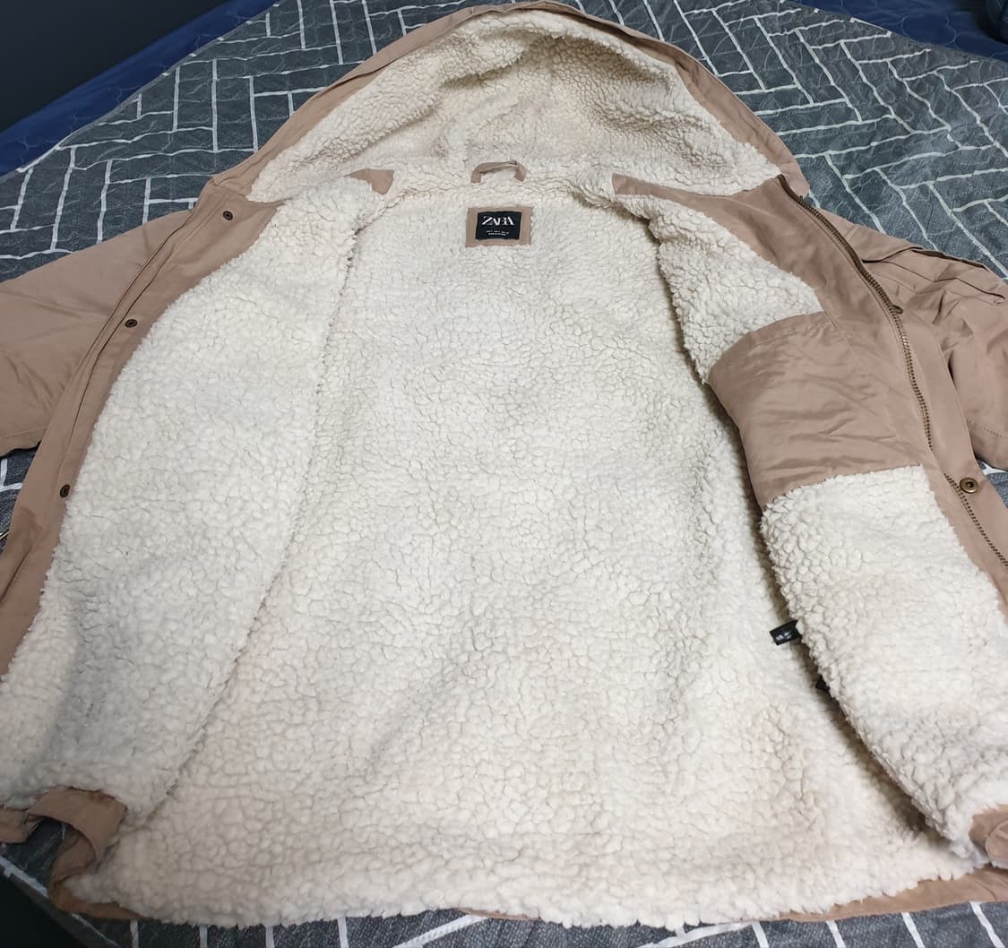 자라 오버핏 안감양털 후드 야상 코튼 코튼자켓 (S) 상품이미지3