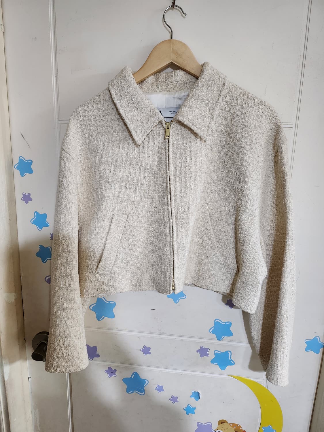 자라 트위드 크롭 자켓 아이보리 L 상품이미지2