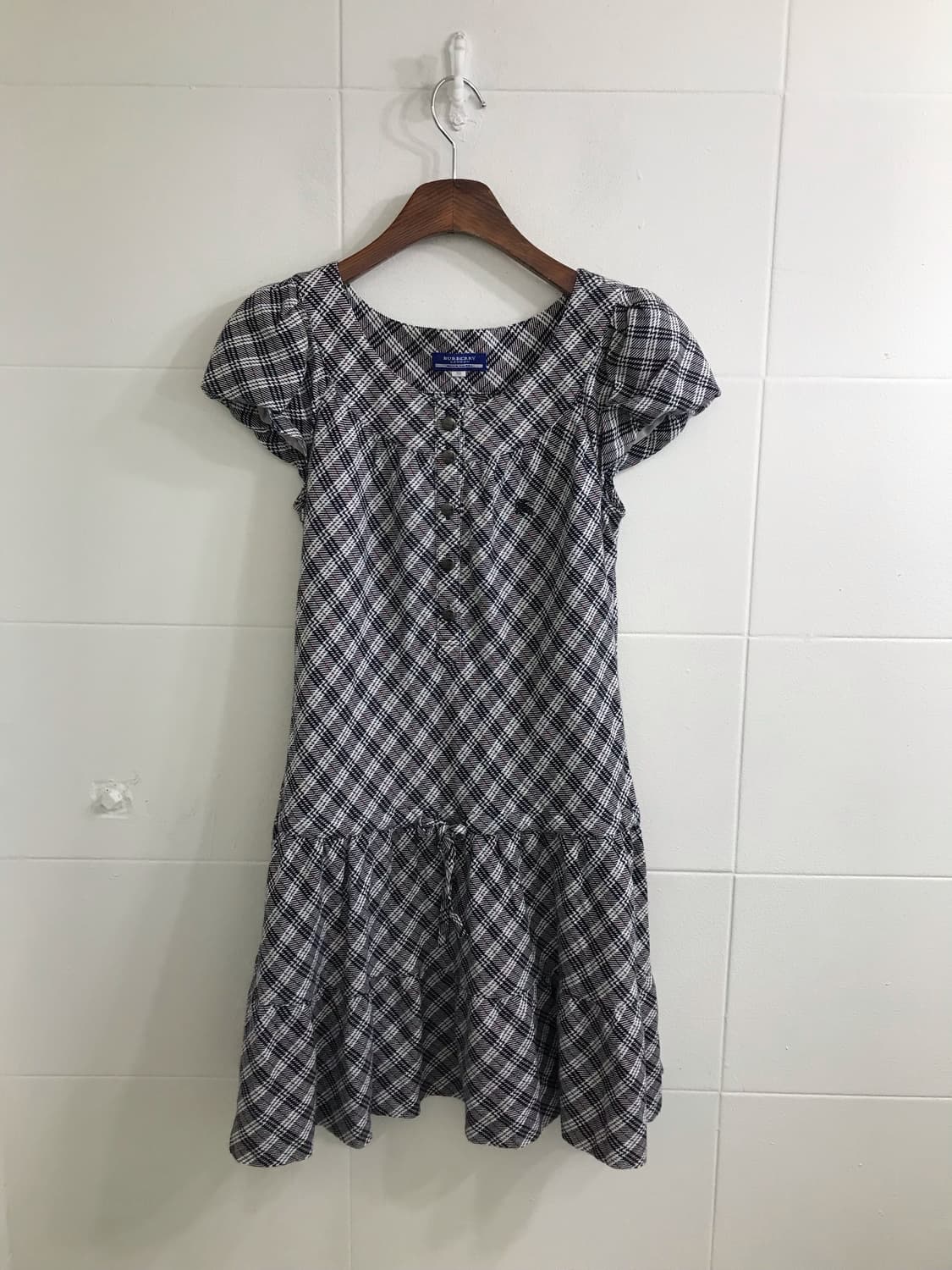 버버리 체크 원피스 네이비 니혼진 더블버튼 코트 코디세트 상품이미지8