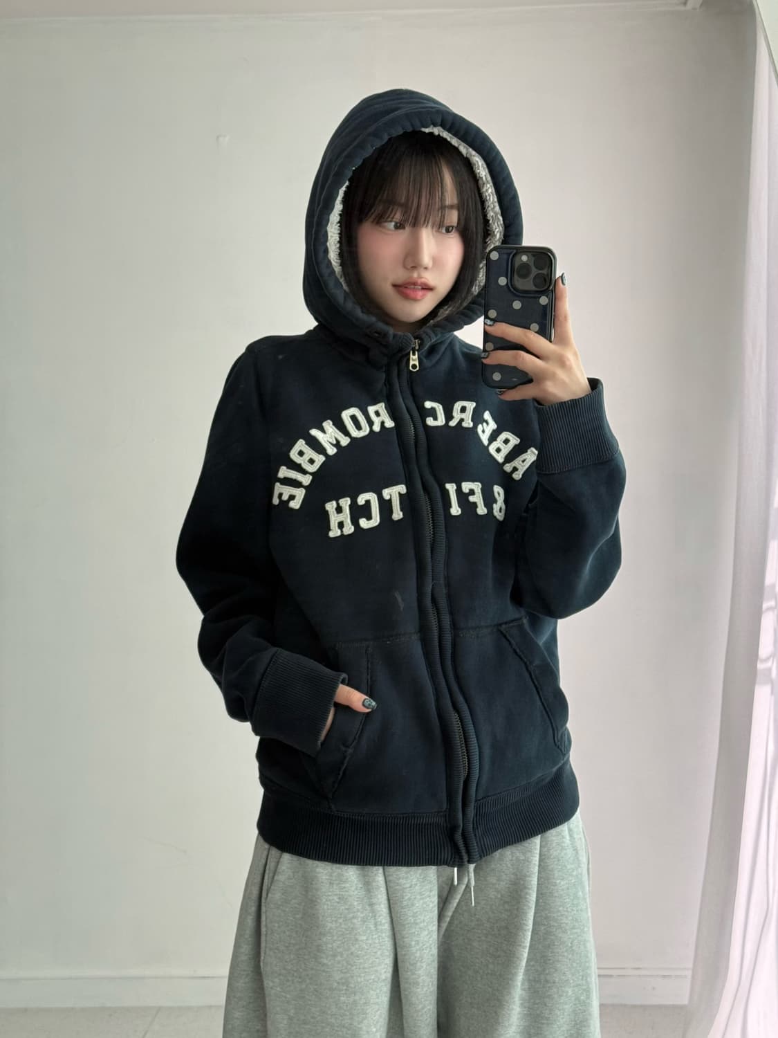 아베크롬비 네이비 보아털 후드집업 상품이미지3