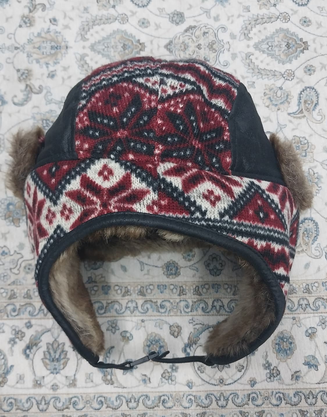 청림사 패턴 퍼 귀덮개 방한모자 상품이미지2