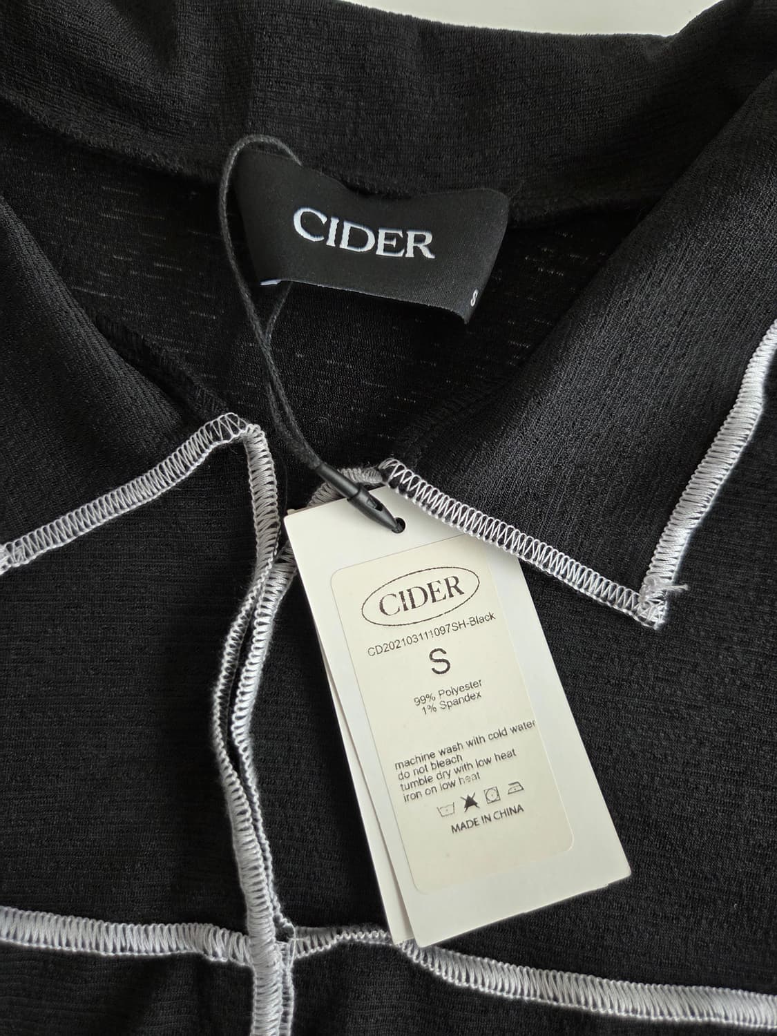 CIDER 스티치크롭셔츠 블랙 S 상품이미지3