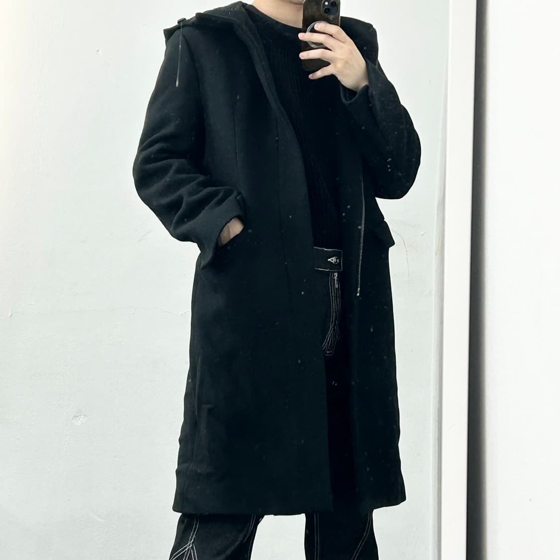 프라다 패디드 후드 울 롱코트 상품이미지3