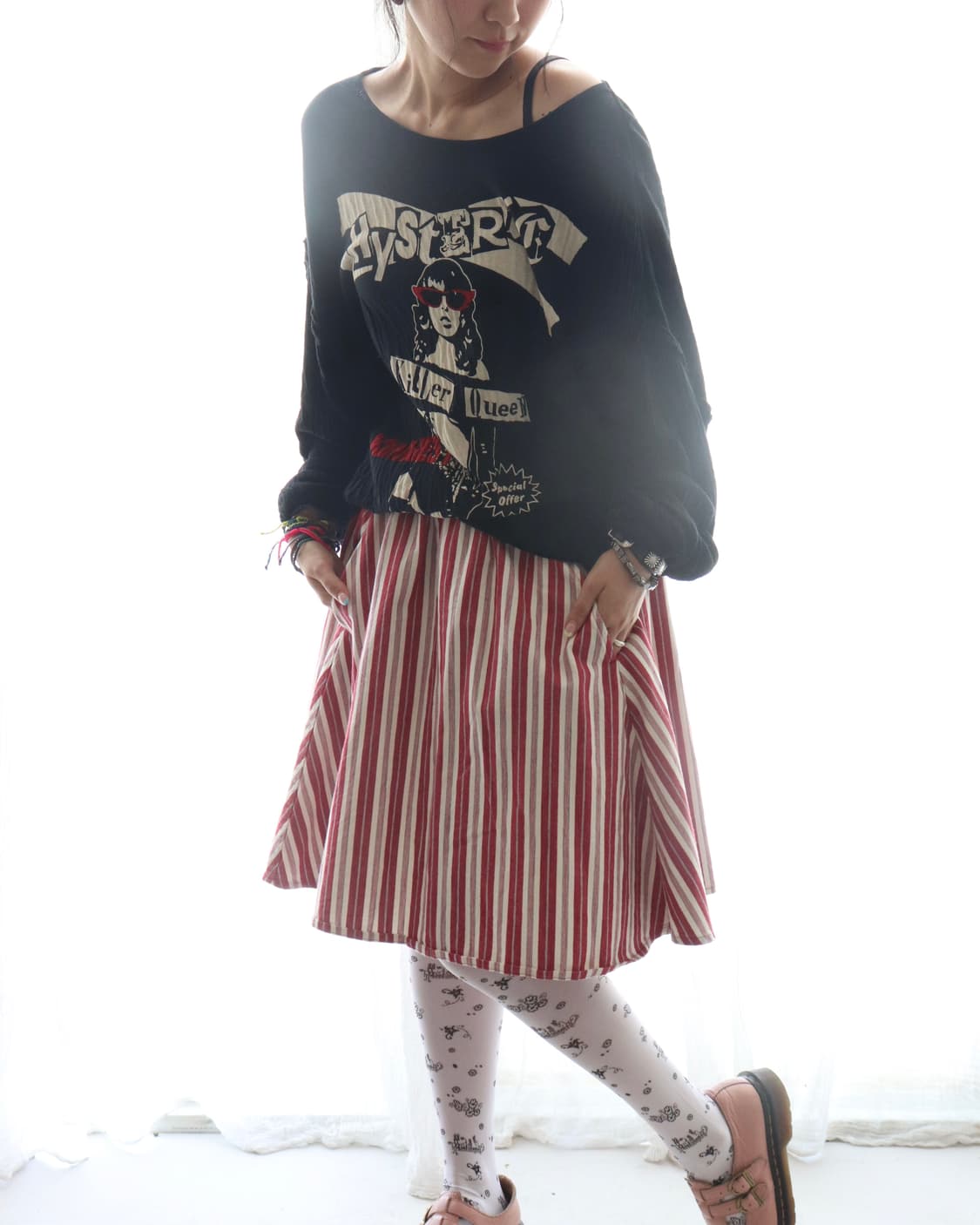 [Beams Boy] Red Stripe Midi Skirt 상품이미지2