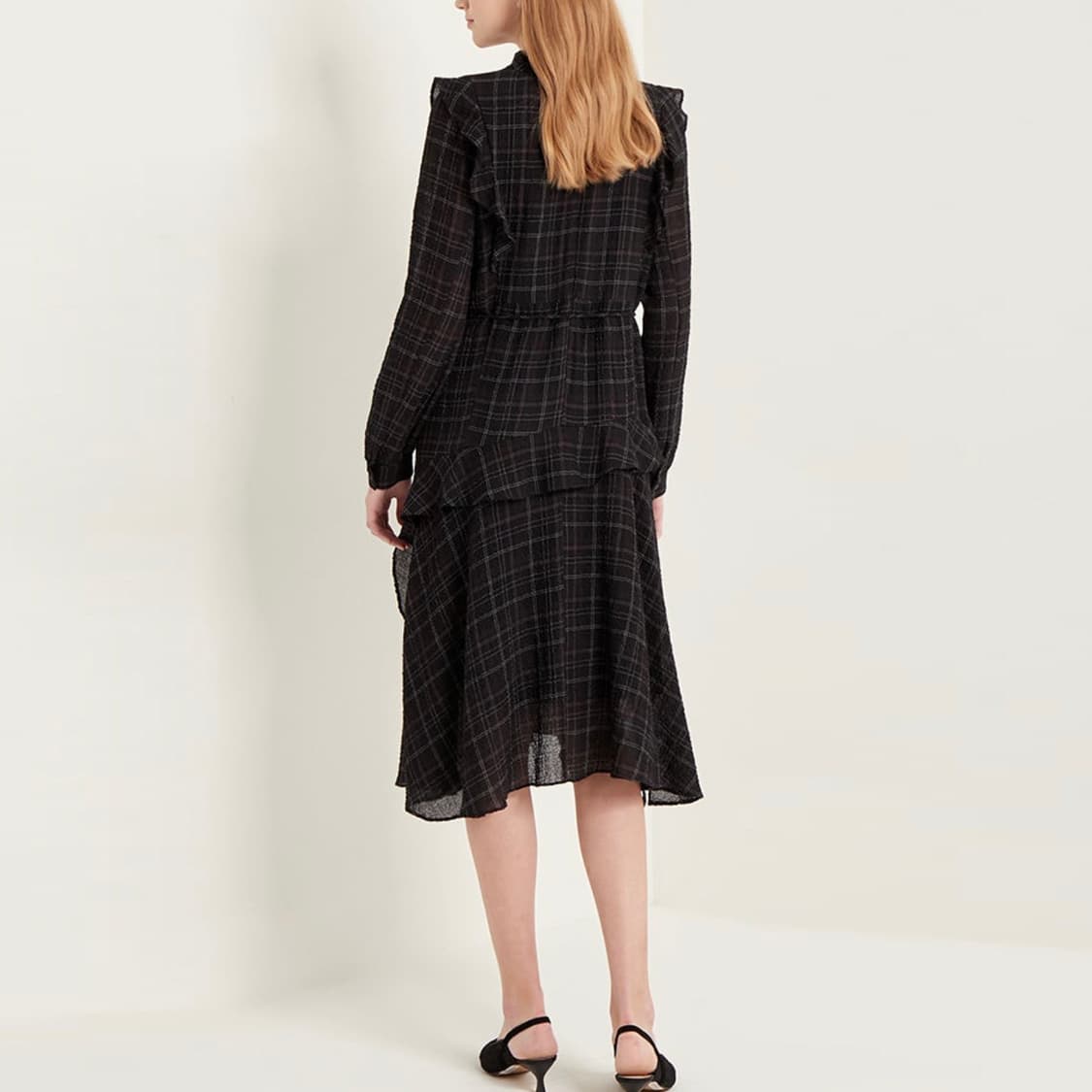 SJSJ 체크 러플 원피스 44-55 상품이미지4