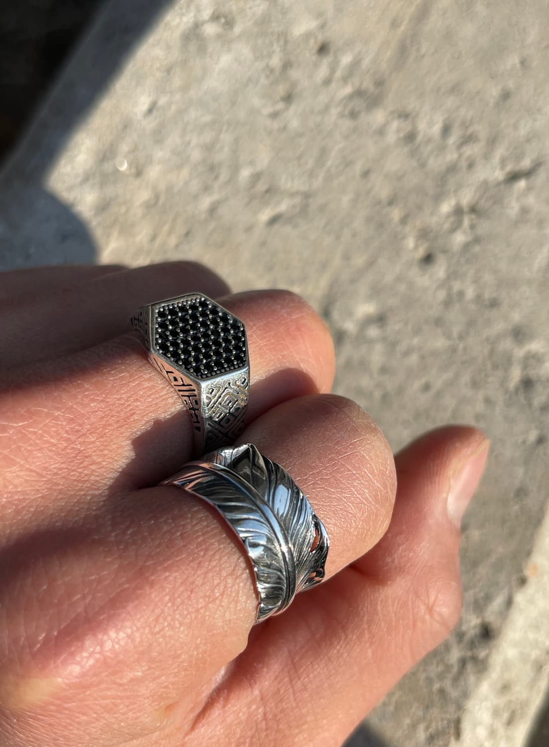 (925)페더 오픈 실버 남자반지 상품이미지2