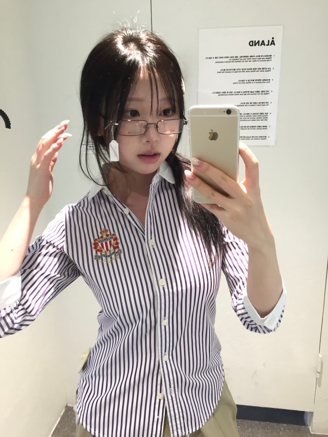 폴로 퍼플 스트라이프 7부 셔츠  상품이미지1