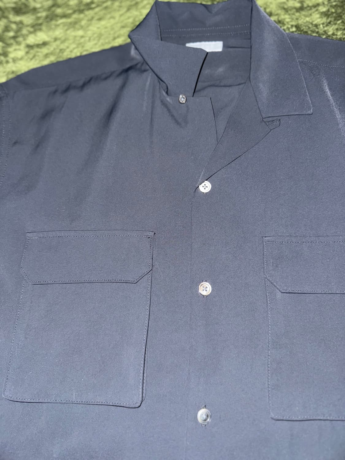 [S] BEAMS JAPAN 빔즈 오픈카라 폴리 셔츠 블랙 상품이미지4