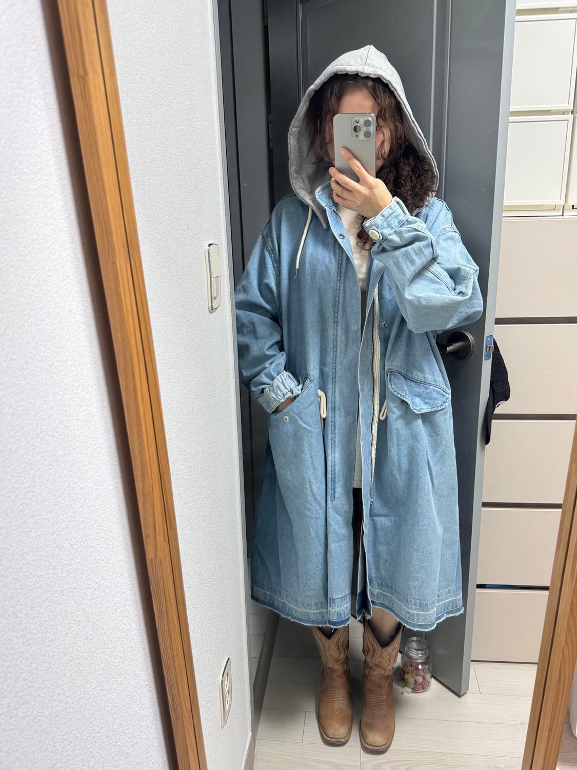 데님 롱 사파리 점퍼 상품이미지2