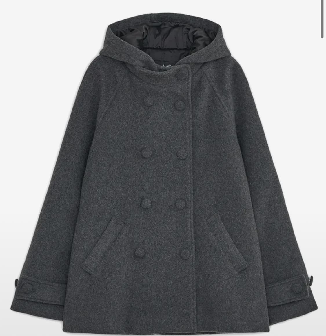 (29일까지 판매/새상품)허그유어스킨 후드 하프코트 차콜 상품이미지1