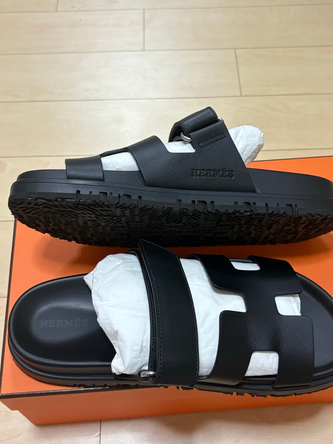 에르메스 시프레 샌들 카프스킨 & 누아 38.5 상품이미지4