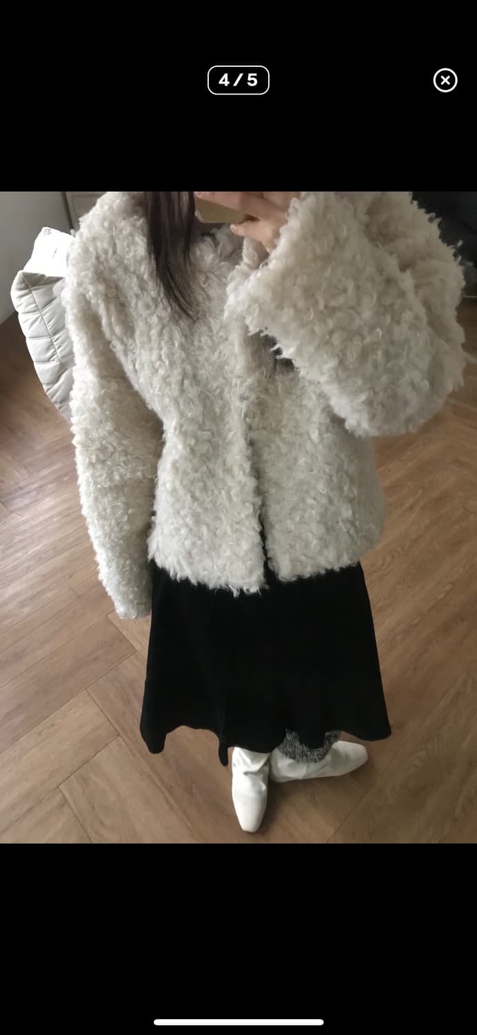 아이보리 에코퍼 자켓 상품이미지4